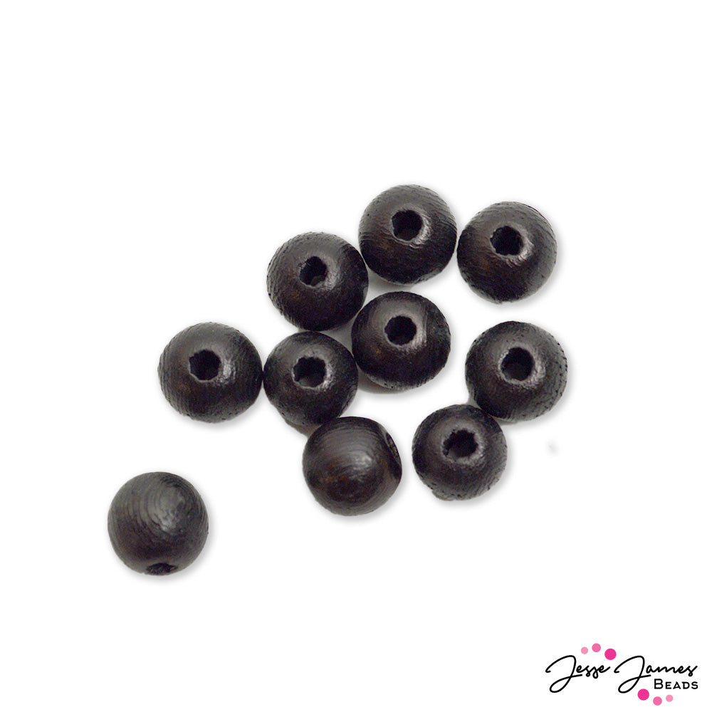 Wood Bead Mix in Black Widow