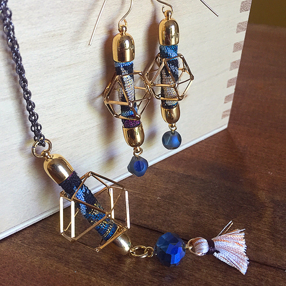 Geometric Earrings & Pendant Set