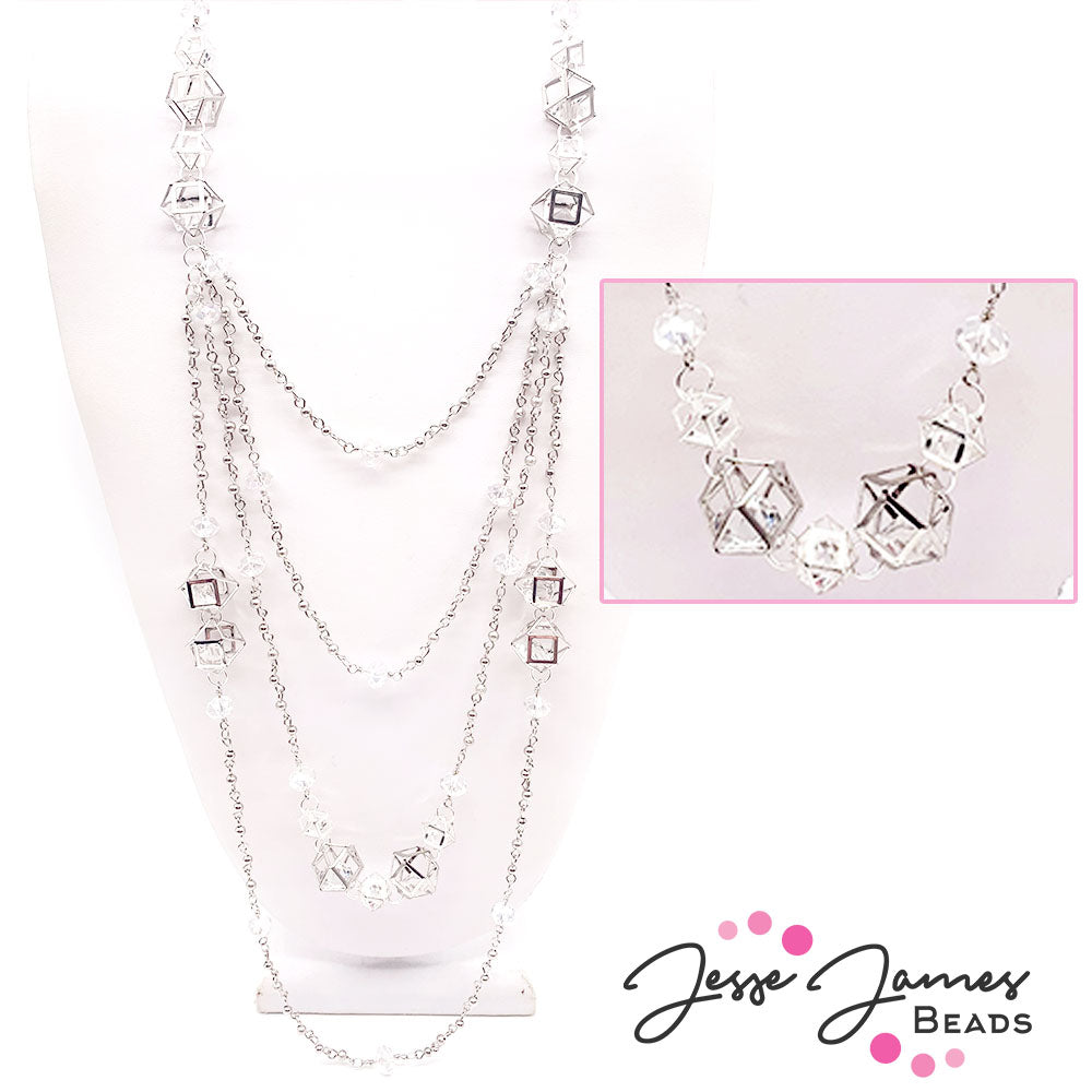 How-To Jewelry Tutorial: Cage Crystal & Chain Reaction Layered Necklace