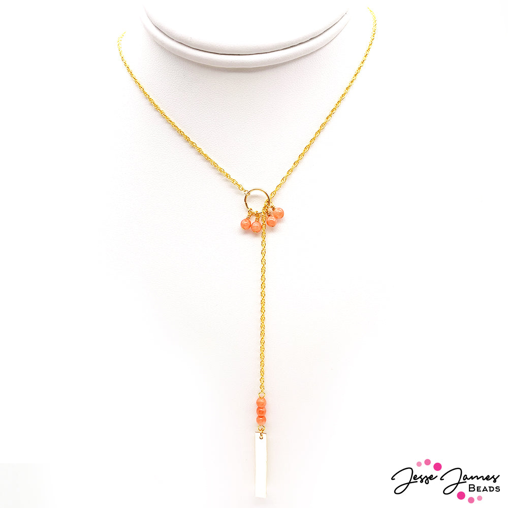 How-To Jewelry Video: Peach Champagne Minimalist Lariat Necklace