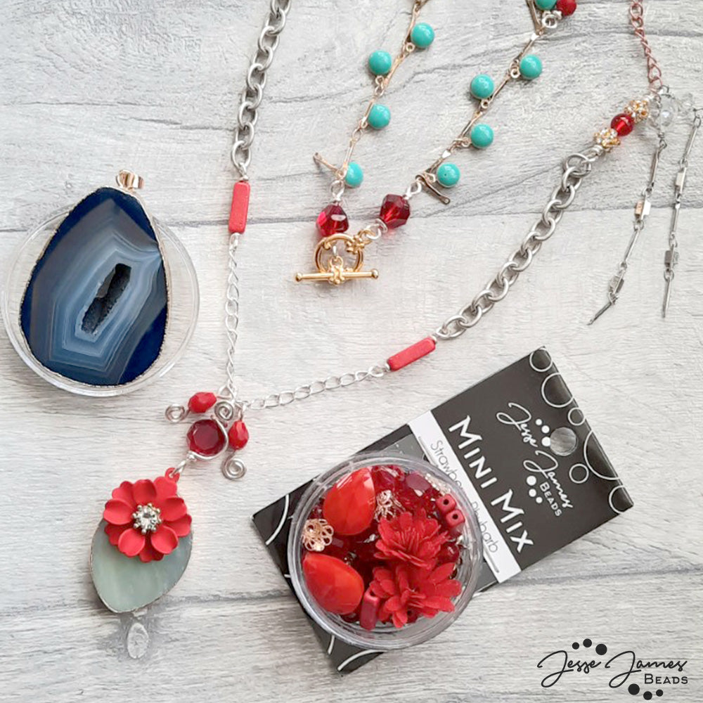 Strawberry Rhubarb Mixed Media Necklace with Jem Hawkes