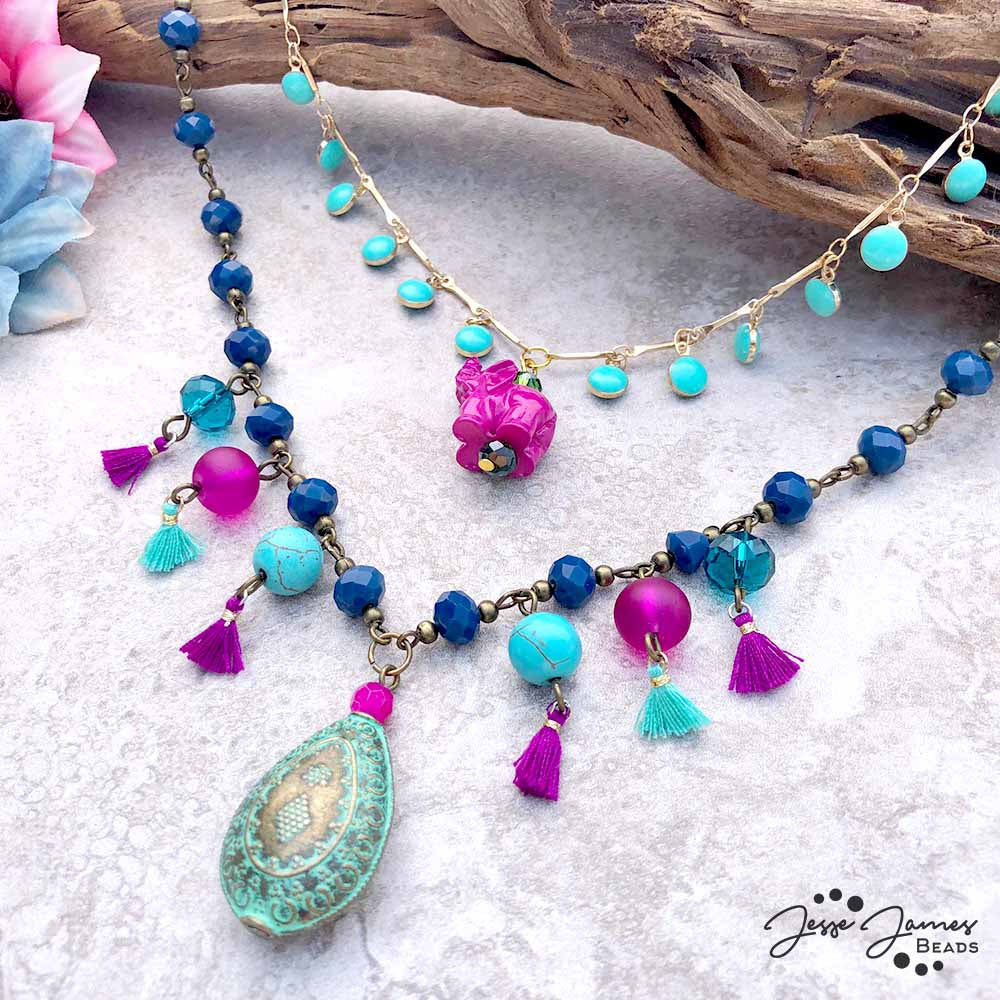 Bohemian Nights Layered Necklace with Misty Moon Designs