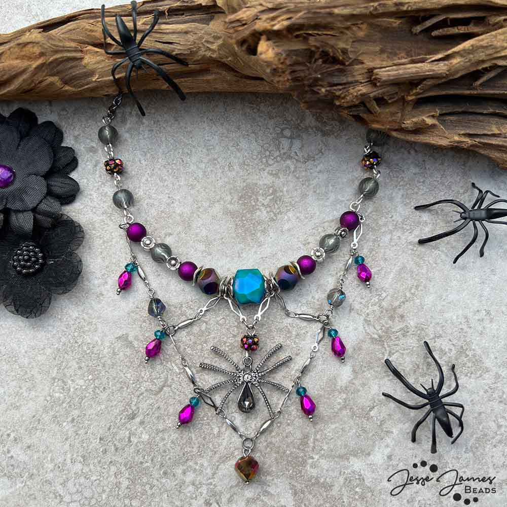 Bejeweled Spider Necklace by Misty Moon Designs