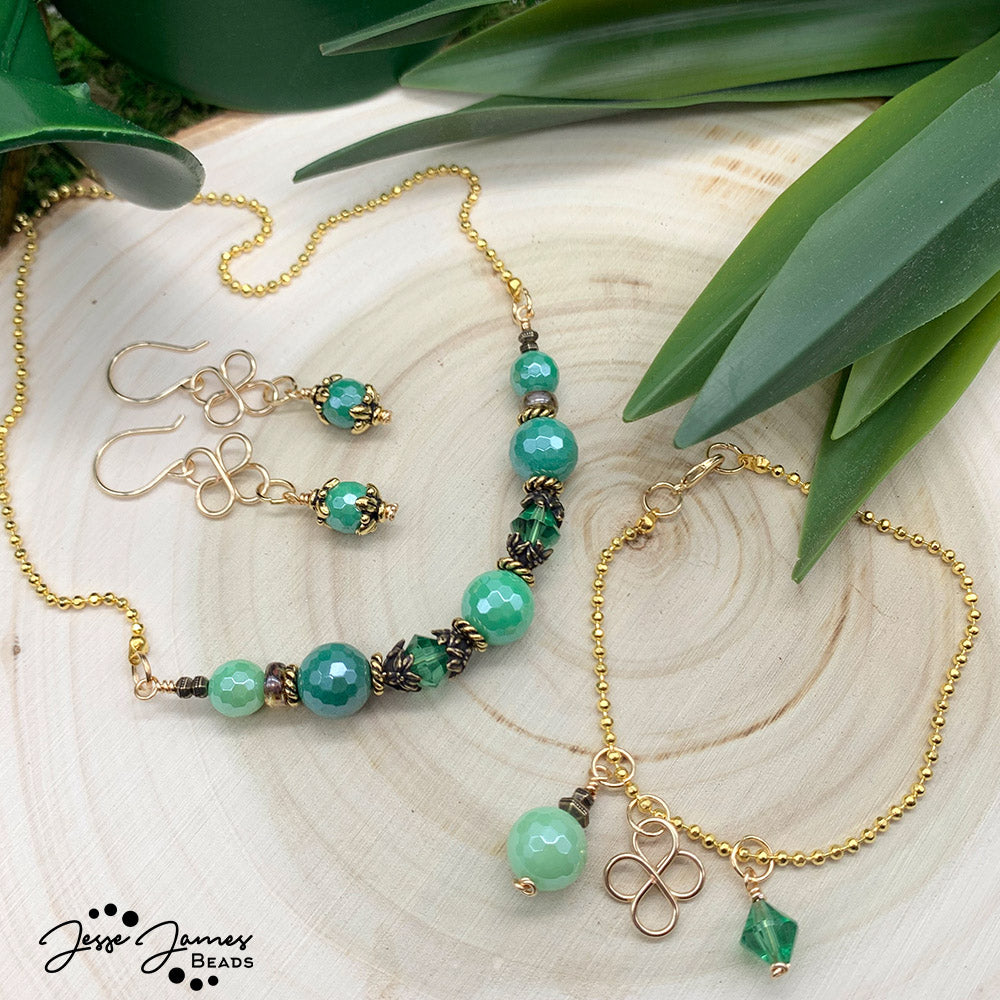 Maker Monday: Shimmering Shamrock Beaded Jewelry Set