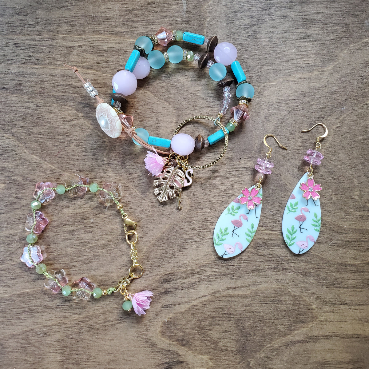 Flamingo Party Bracelet and Earring Set Feat. Randee Brown