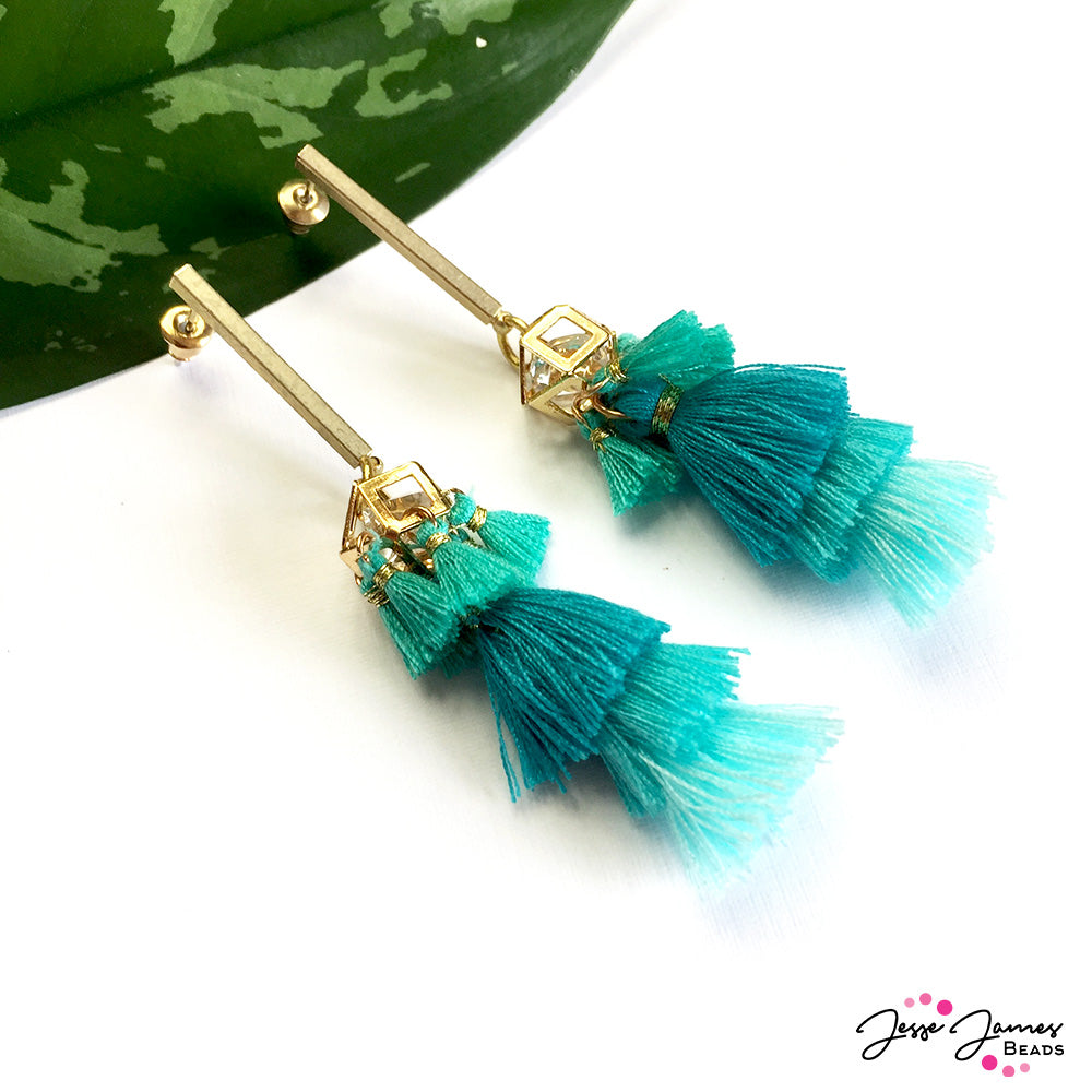 Tantalizing Teal Tassel Earrings