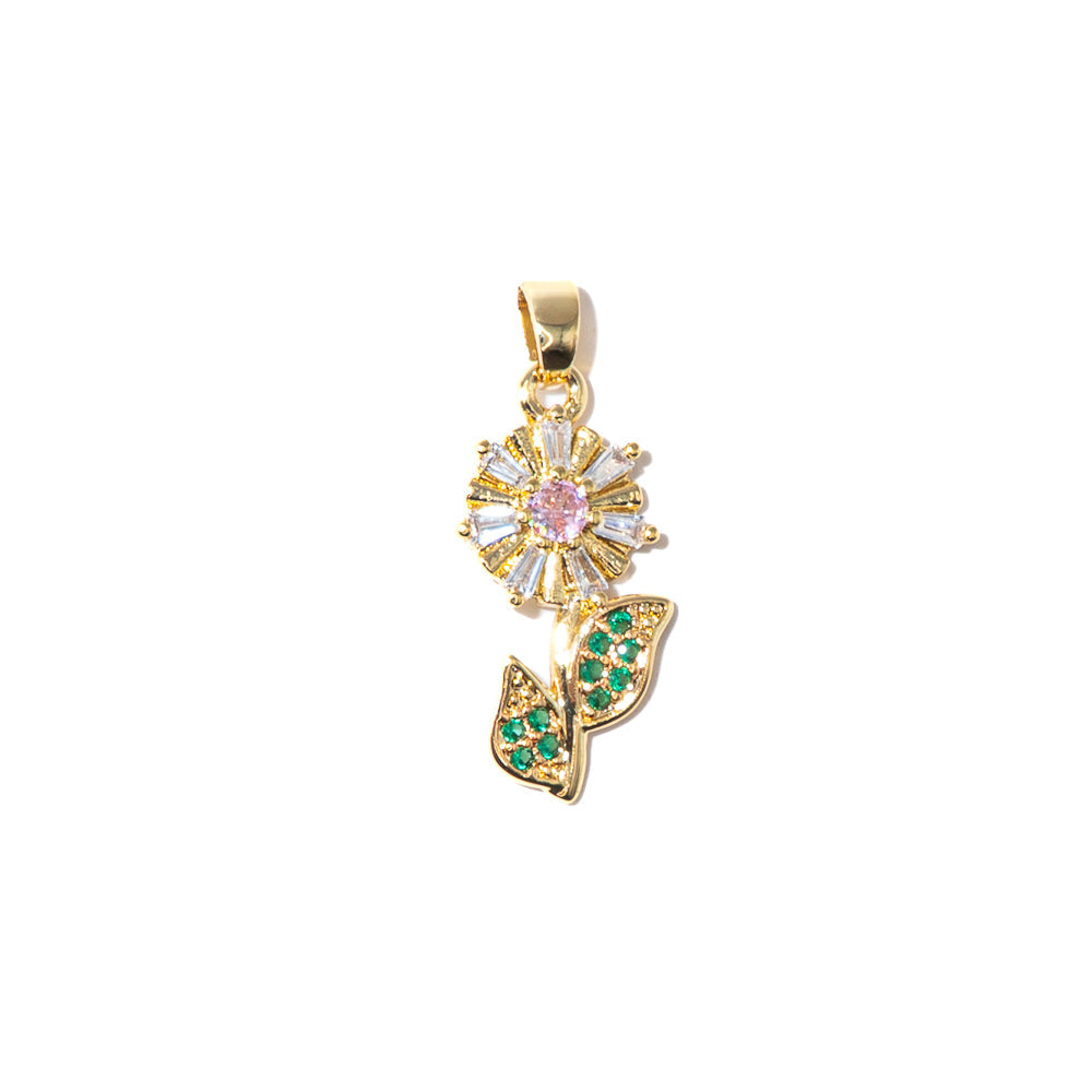 16K Gold Cubic Zirconia Daisy Charm