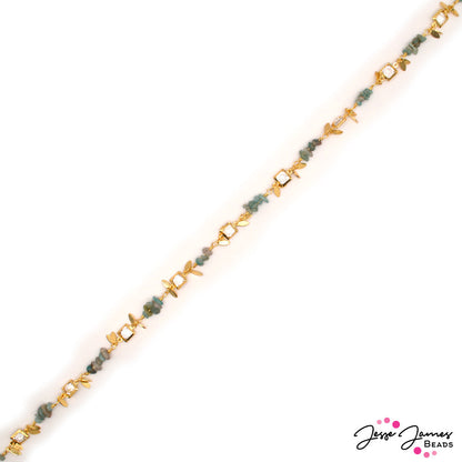 18K Gold Plated Amazonite Chip & Square Link Chain