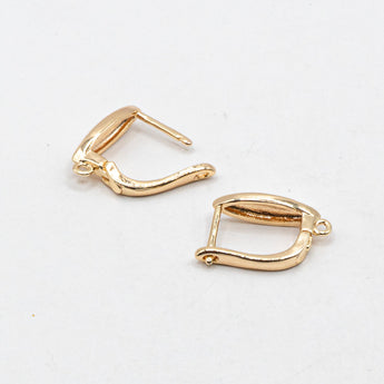 18K Gold Brass Hoop Earring Findings with Latch Back