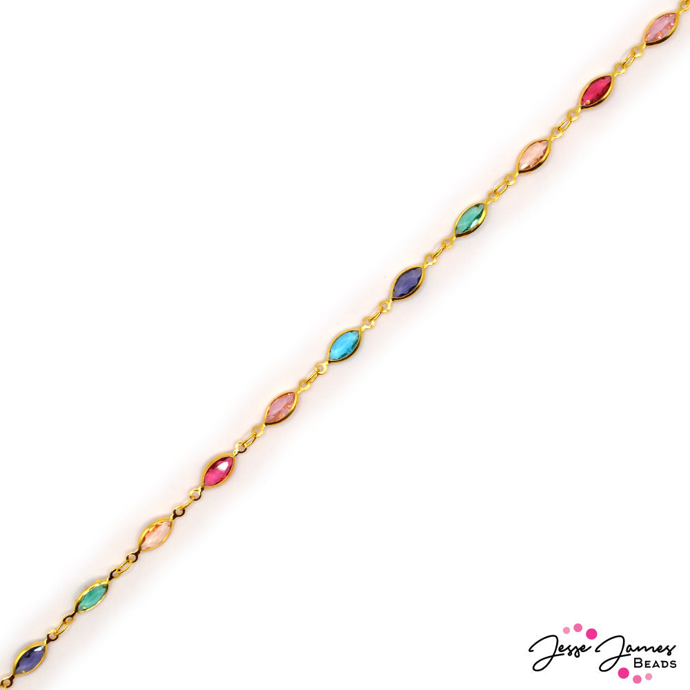 18K Gold Chain in Rainbow Drops