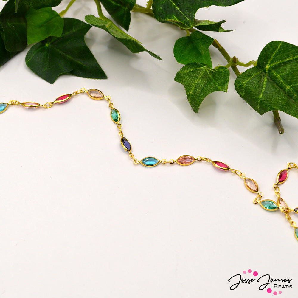 18K Gold Chain in Rainbow Drops