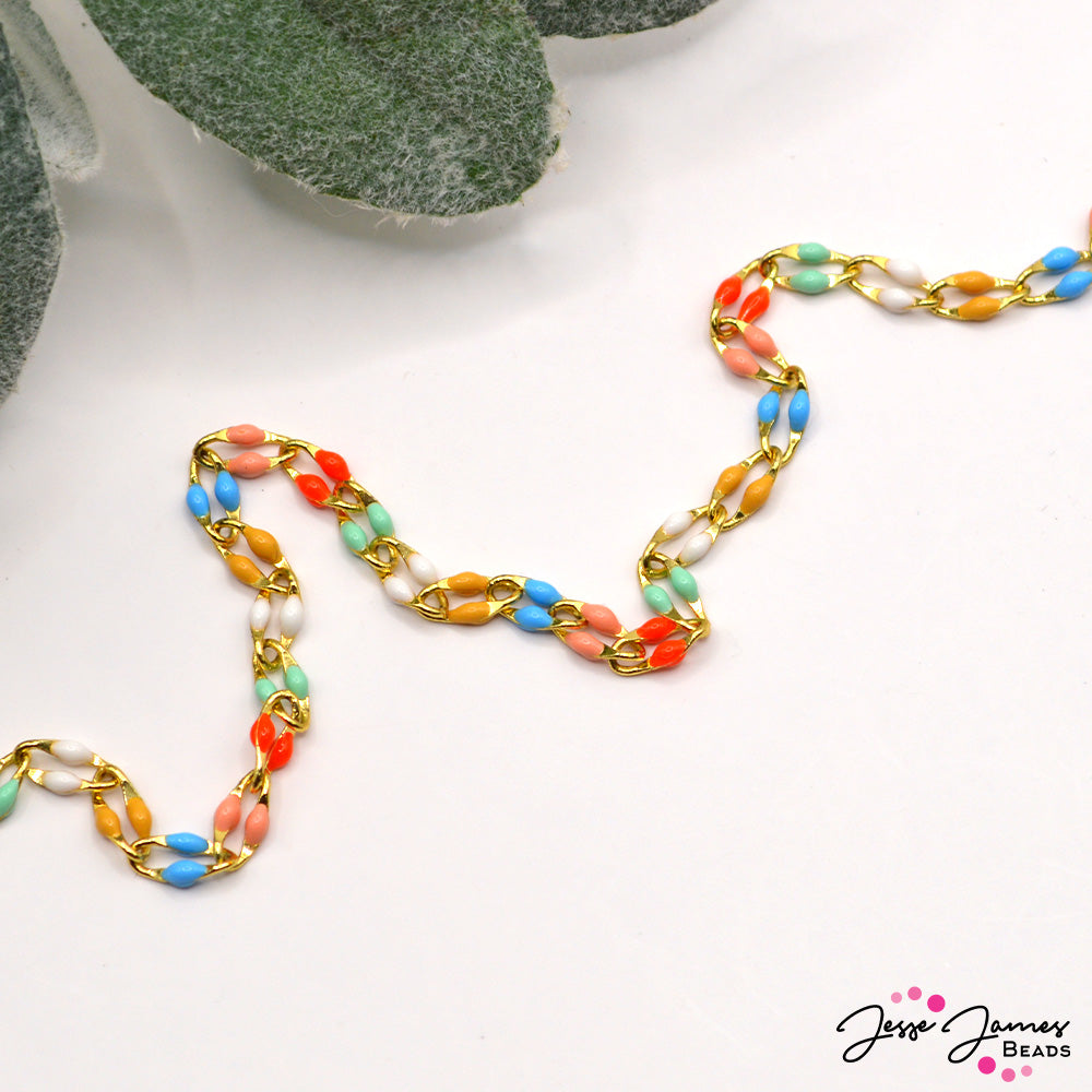 18K Gold Plated Enamel Chain in Candy Crush