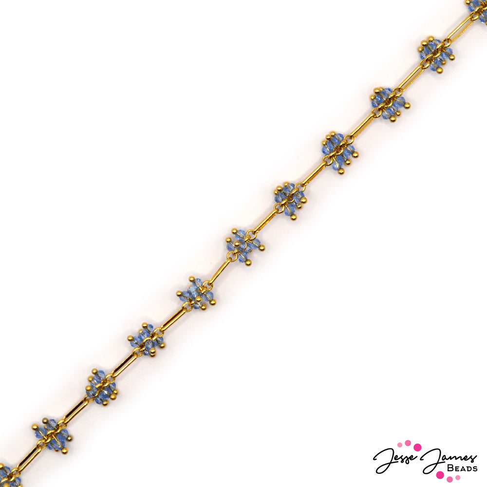 18K Gold Chain in Something Blue Flowers