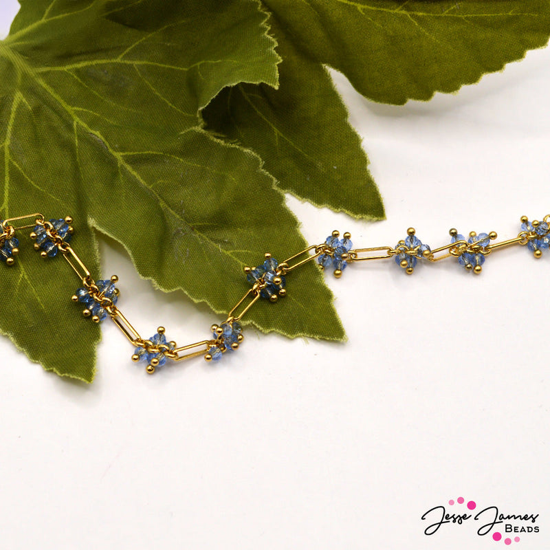 18K Gold Chain in Something Blue Flowers