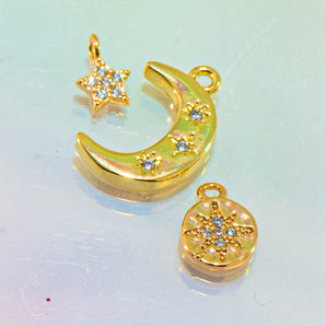 18K Gold Charm Trio in Space