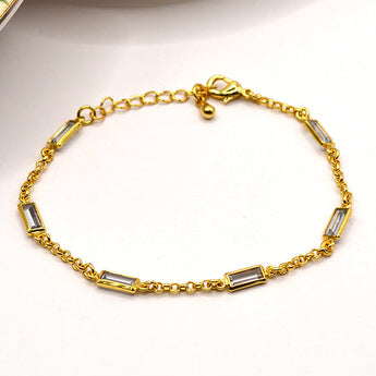 18K Gold Crystal Link Bracelet