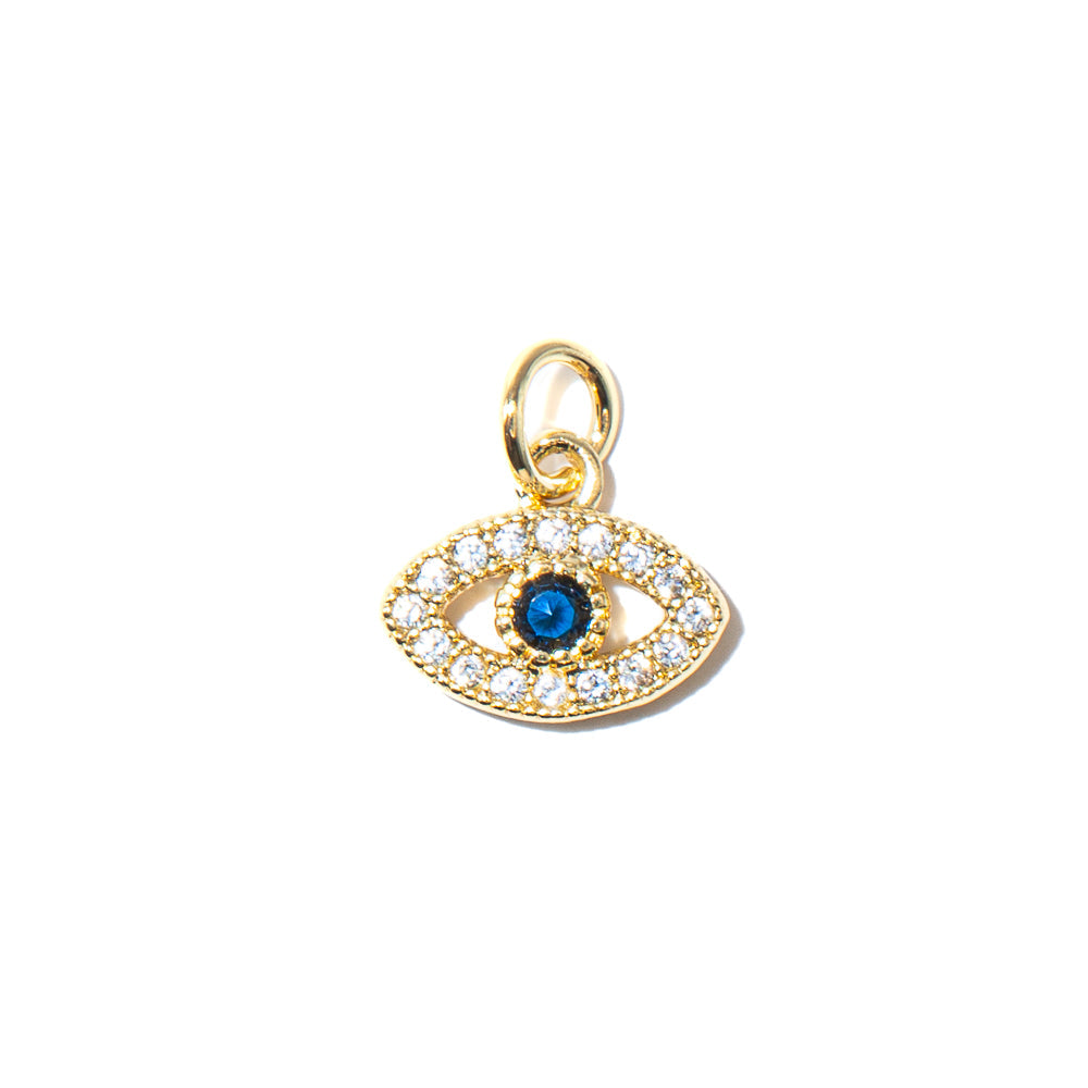 18K Gold Cubic Zirconia Evil Eye Charm