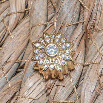 18K Gold Daisy Large Hole Bead