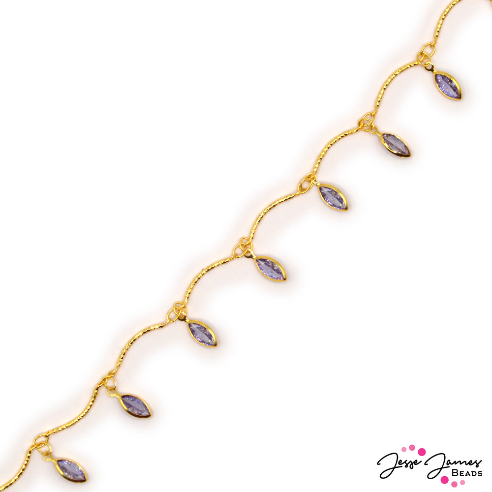 18K Gold Dangle Chain in Wisteria