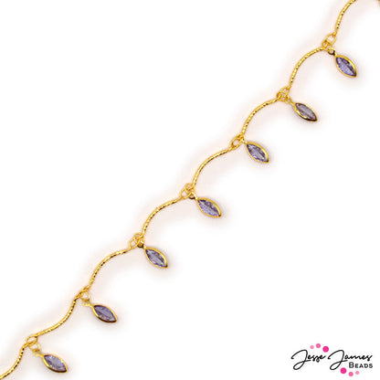 18K Gold Dangle Chain in Wisteria