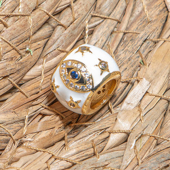 18K Gold Evil Eye Large Hole Bead