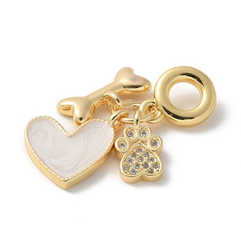 18K Gold I Love My Dog Large Hole Charm Trio