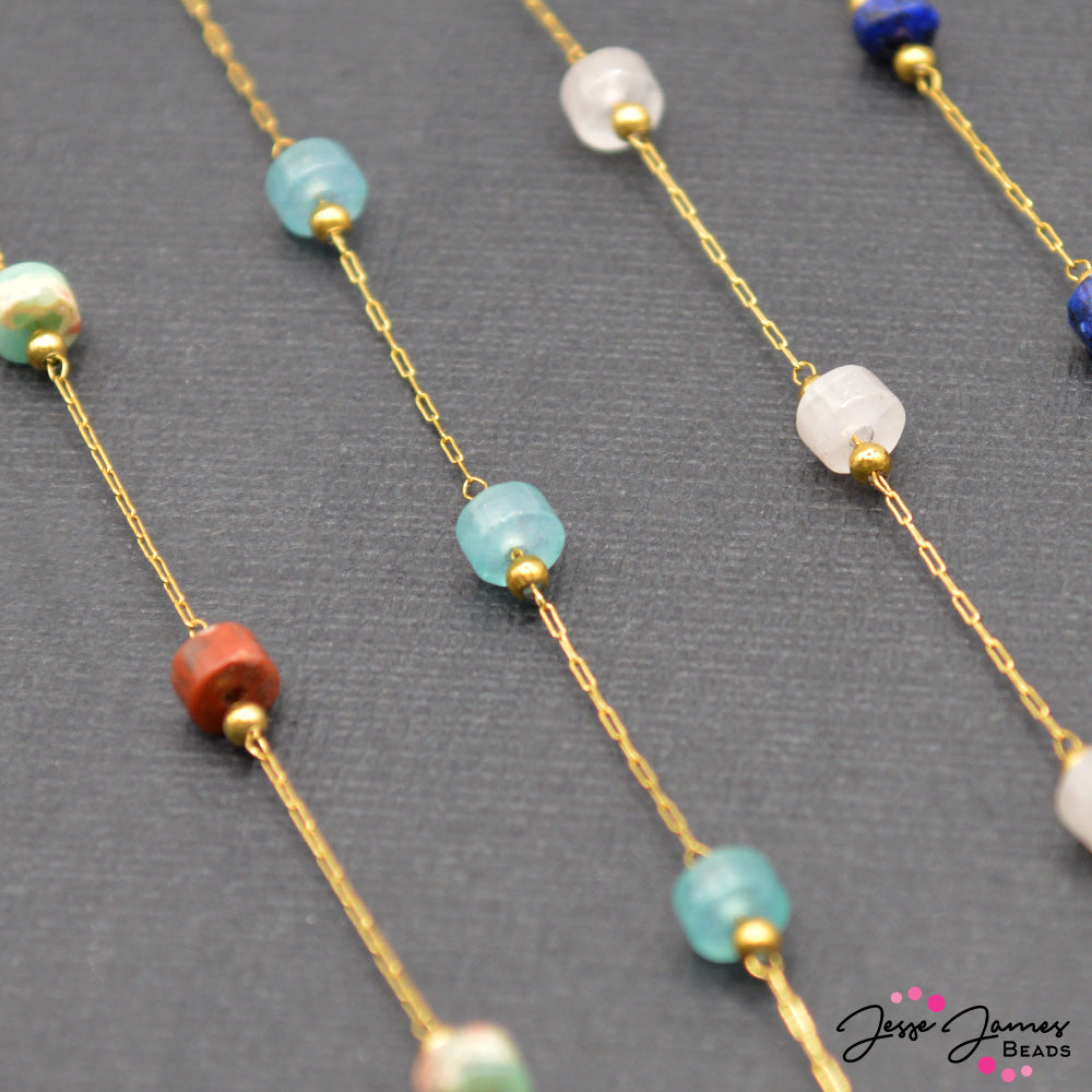 18K Gold Plated Amazonite Bitty Chain