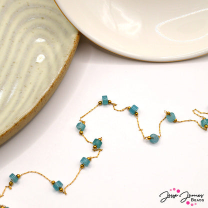 18K Gold Plated Amazonite Bitty Chain