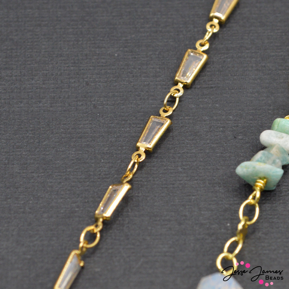 18K Gold Plated Sea Sediment Jasper Bitty Chain