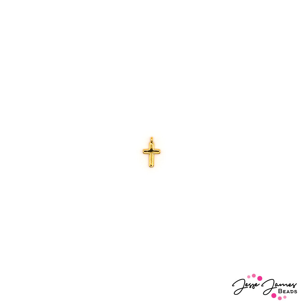 18K Gold Plated Brass Cross Charm