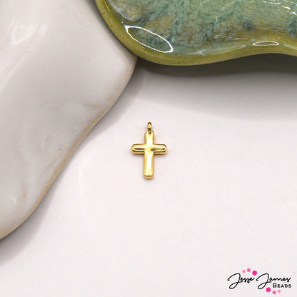 18K Gold Plated Brass Cross Charm