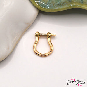 18K Gold Plated Brass D-Ring Anchor Shackle Clasp