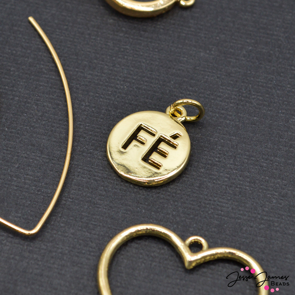 18K Gold Plated Brass Fé Charm