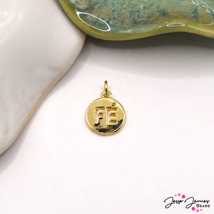 18K Gold Plated Brass Fé Charm