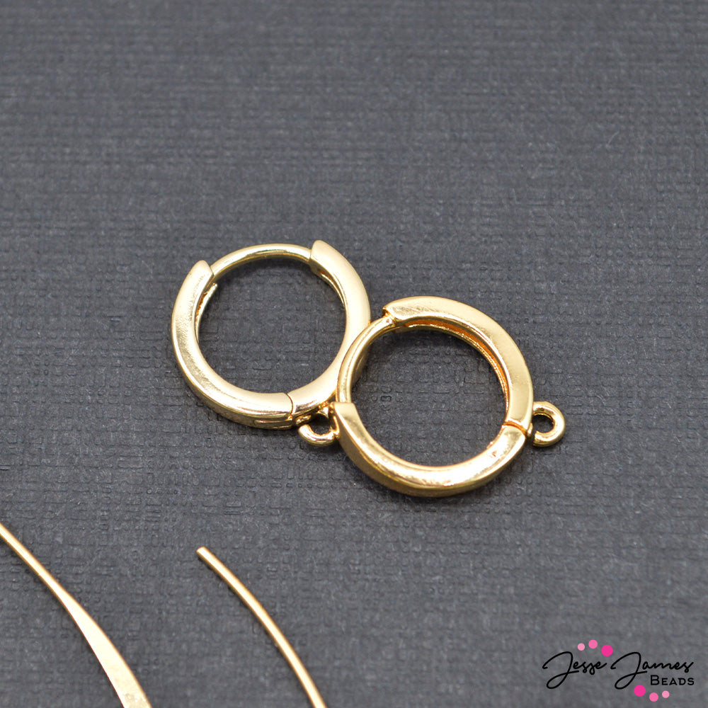 18K Gold Plated Brass Hoop Earring Findings