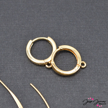 18K Gold Plated Brass Hoop Earring Findings