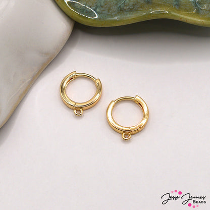 18K Gold Plated Brass Hoop Earring Findings