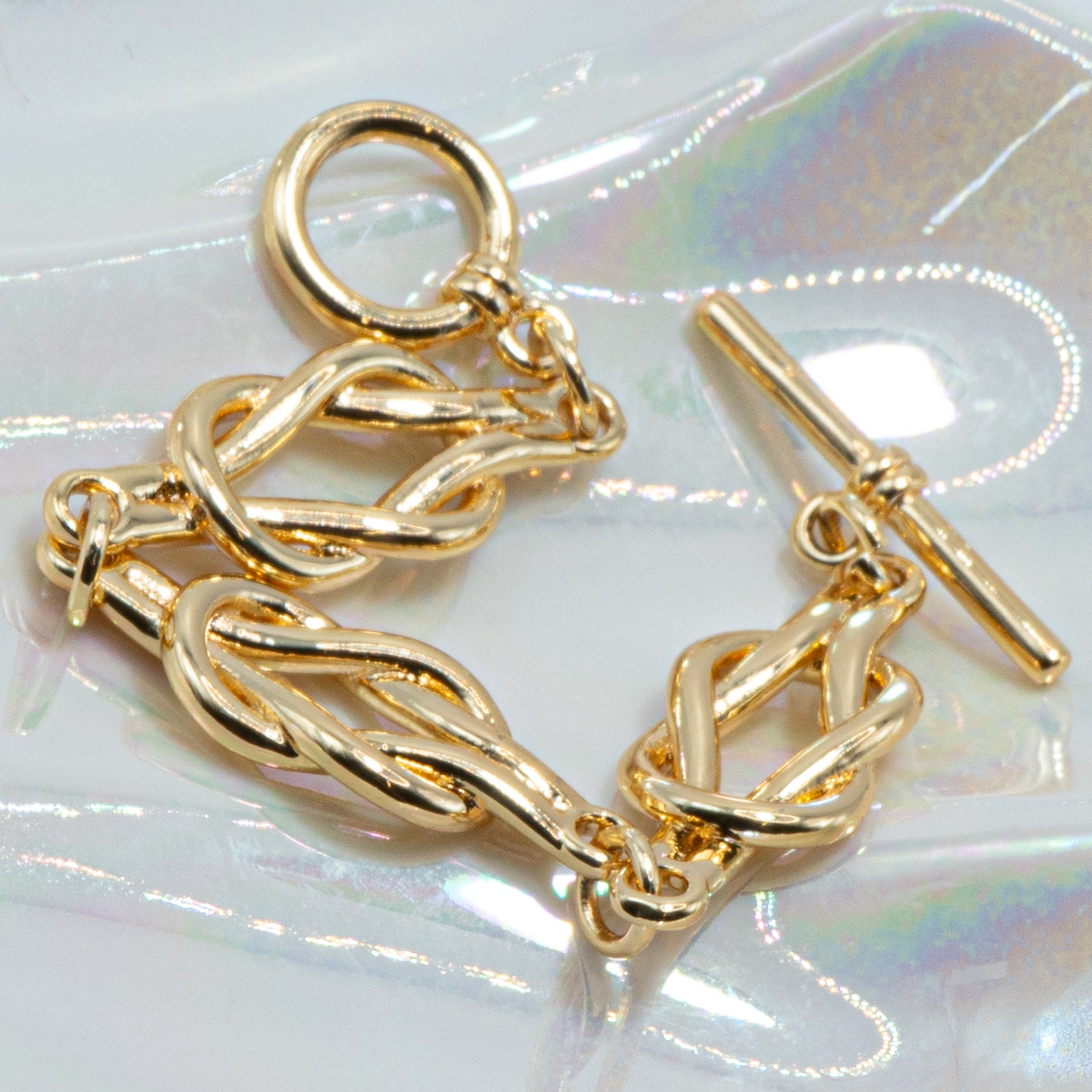 18K Gold Plated Brass Toggle Clasp with Chain Charm