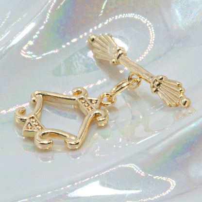 18K Gold Plated Elegant Florish Brass Toggle Clasp