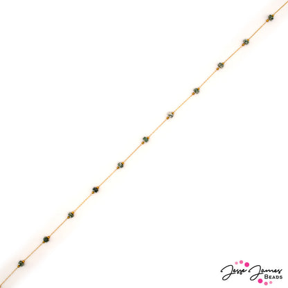 18K Gold Plated Green Jasper Bitty Chain