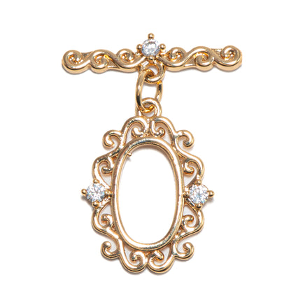 18K Gold Plated Oval Mirror Toggle Clasp