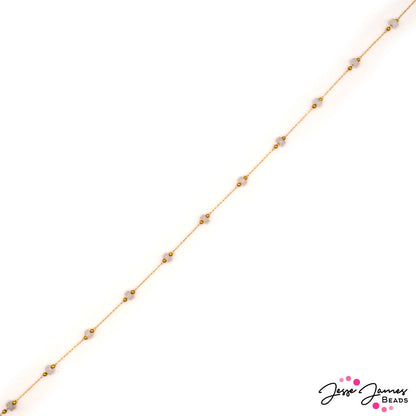 18K Gold Plated Rose Quartz Bitty Chain