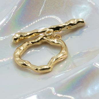 18K Gold Plated Rustic Oval Brass Toggle Clasp