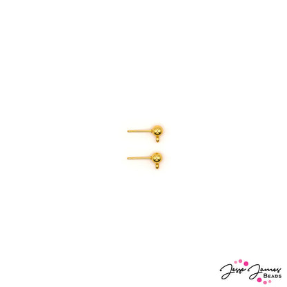 18K Gold Plated Stainless Steel Ball Post Stud Earring Findings