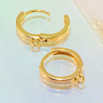 18K Gold Round Leverback Earring Findings