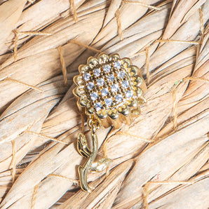 18K Gold Sunflower Large Hole Bead