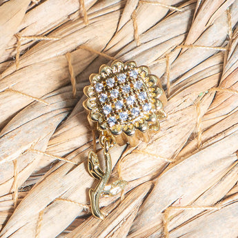 18K Gold Sunflower Large Hole Bead