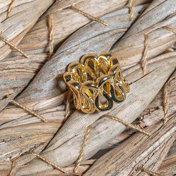 18K Gold Wave Column Large Hole Bead Pair