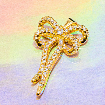 18K Gold-Plated Sparkling Bow Pendant