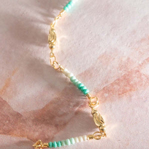 18K Gold Beaded Chain in Blue Raspberry